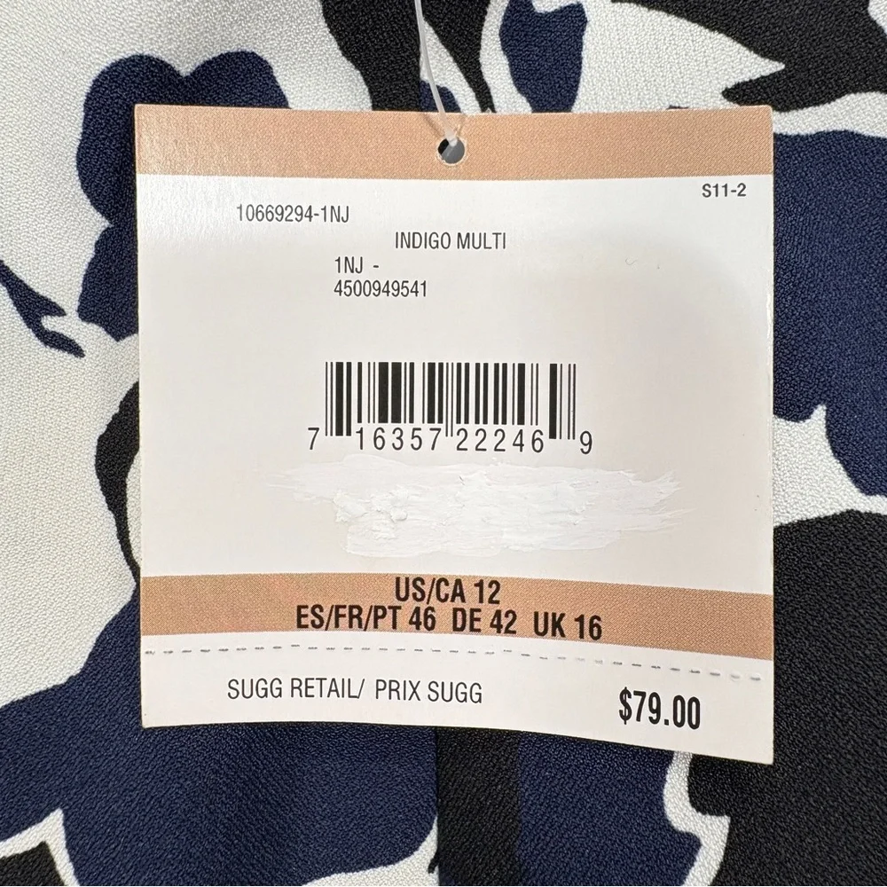 NWT Womens Stylish Size 12 Kasper Floral Lined Pencil Skirt Black White Blue - Picture 7 of 9